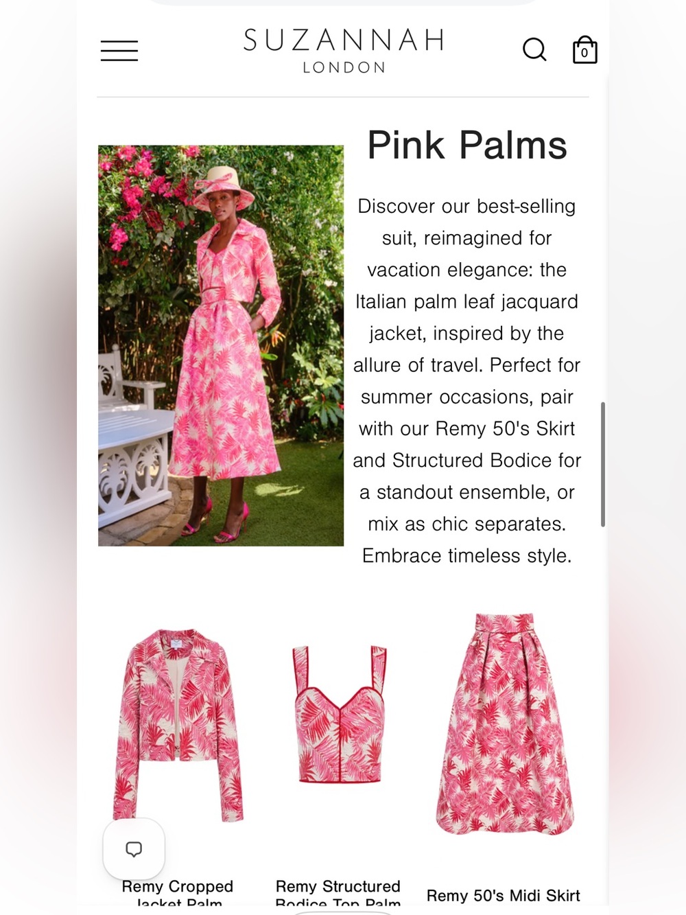Suzannah London Remy 50’s Jacquard Midi Skirt Pink Palm Print US 10 UK 14 - Picture 11 of 11